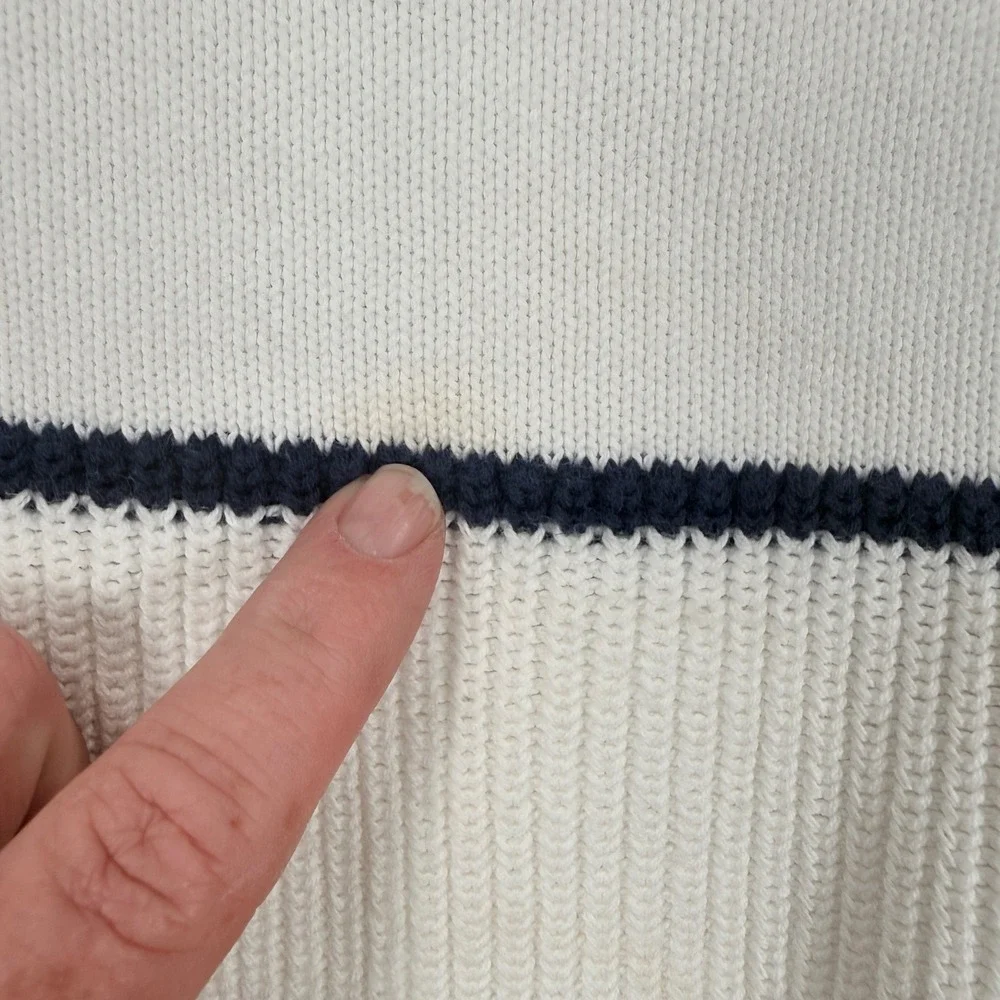 Vantage Custom Classics Mens XXXL White Navy Striped Sailboat Sweater USA Made